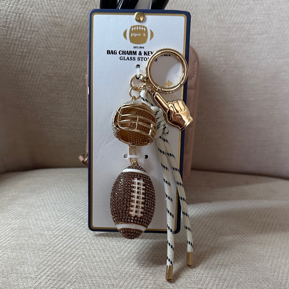 Piper N Gold and Brown Bag Charm & Keychain - Picture 1 of 10